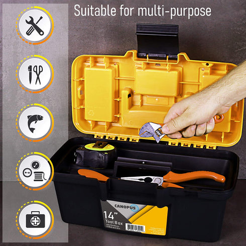 CANOPUS Plastic Tool Box, 14 inch Portable Tool Box
